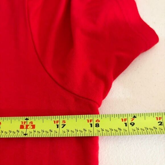 Loft T-Shirt Women's Small Red V-Neck Solid Short Sleeve Casual Shirt Top - Picture 8 of 8
